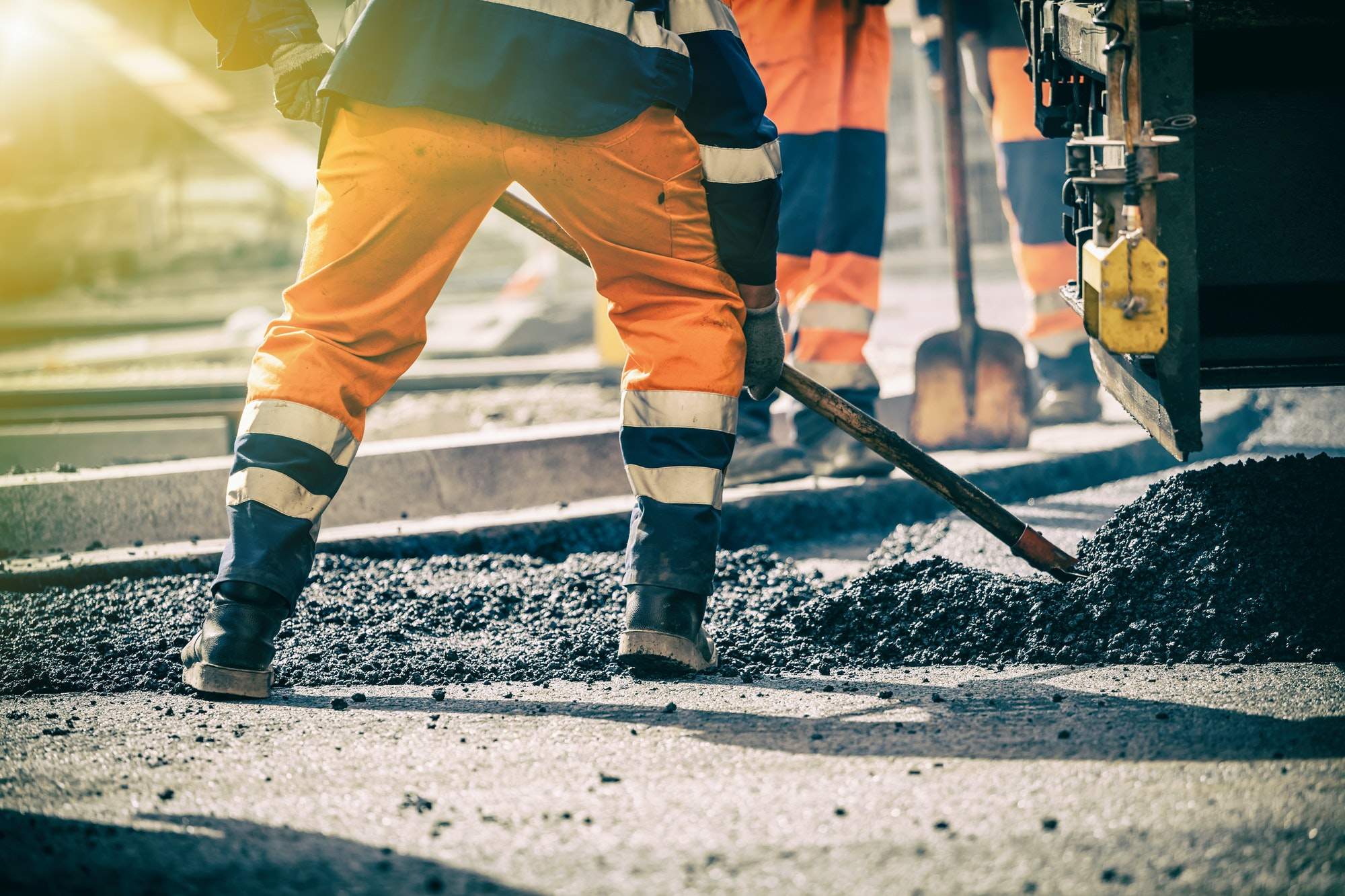 Teamwork on road construction