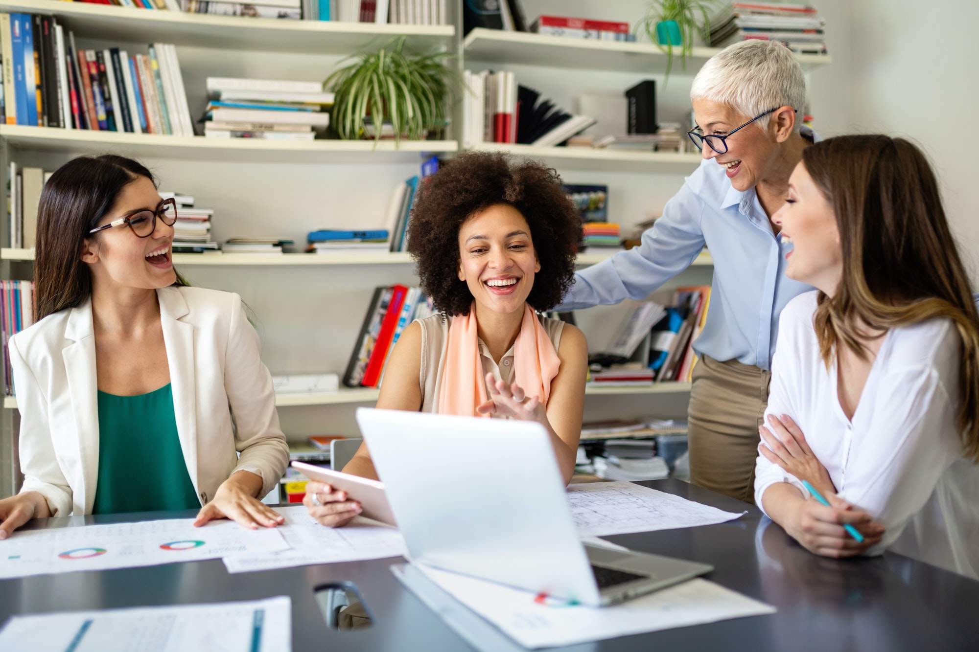 Group of business people working together in software development and designer office